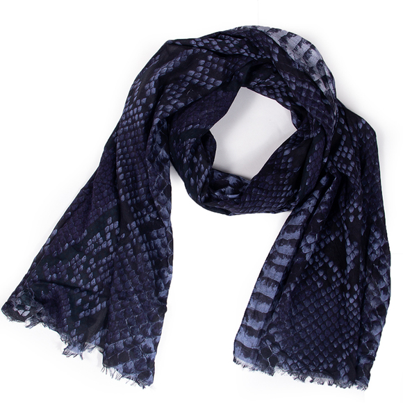 JIL SANDER NAVY BLUE & BLUE PALANKIN SCARFWOMENS SIZE 190CM